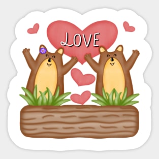 Happy love groundhog Sticker